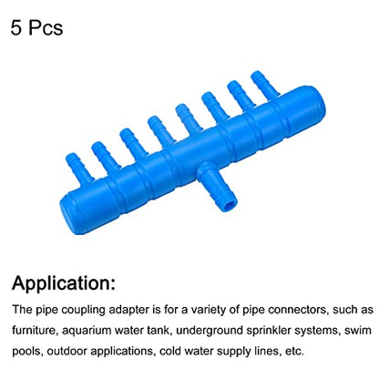 uxcell 5Pcs 8mm to 5.5mm 8 Ways Air Line Tubing Splitter Connector Fish Tank Oxygen Pipe Air Tubing Adapter for Aquarium, Blue - style: 8 Ways