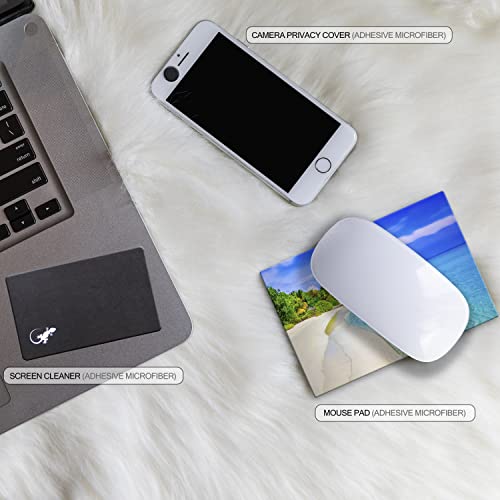 Mouse Pad Adhesive Bottom - Sticks to Any Surface - Portable - Webcam Covers and Screen Cleaner Included (2 Pack - Beach Set) - color: 2 PACK - BEACH SET