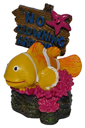 Supa No Fishing Sign, Clown Fish Aquarium/Fish Tank Ornament | Realistic Detail | Approx. 7.5cm(L) x 6.5cm(W) x 8cm(H)
