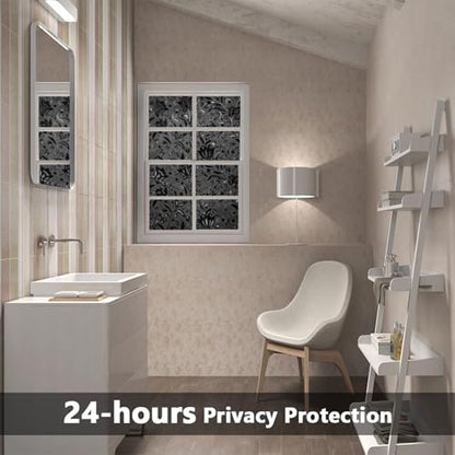 Total Blackout Window Film - 100% Opaque Frosted Privacy Film for High Privacy, Removable Static Cling (Tulip Design, 17.5 x 78.7 Inches) - color: Black, size: 17.5 x 78.7 Inch