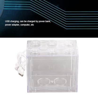 Mini USB LED Aquarium Fish Bowl Plastic Tank with White Light for Desk Tabletop Decor Energy-Saving Office Accent(Transparent)