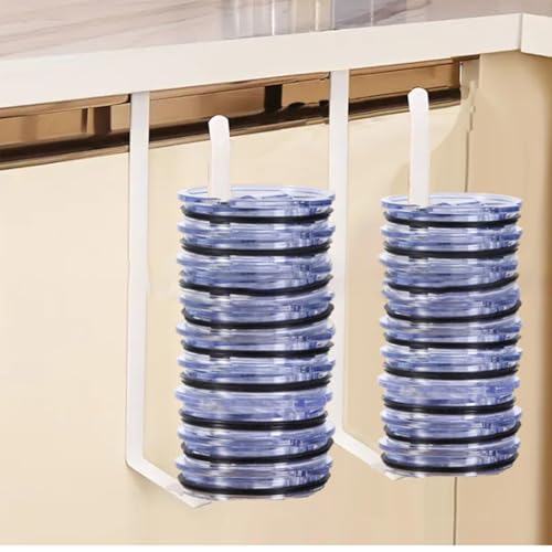 Tumbler Lid Organizer, Tumbler Lid Hook for 0.6-0.8 inch Cabinet Shelves, Space Saving Cup Lid Holder Under Cabinet Hook Up to 12-15 Lids, Storage Rack for Kitchen, Black