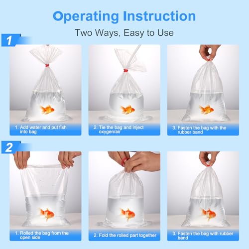 Aquarium Fish Bags, Clear Transportation Bag, Waterproof & Leak-proof Poly Shipping Bags for Storing and Transporting Live Fish (8" x 14" 50pcs) - size: 8" x 14" 50pcs