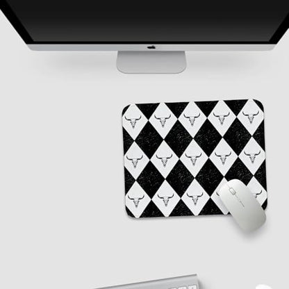 Black Western Small Mouse Pad,Cows Lattice Mouse Mat for Desk Black and White Gaming Mouse Pad Western Gifts for Cowboys 8.25x10In - color: Black White Lattice
