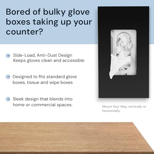 SimplyImagine Black Glove Box Holder - Acrylic Wall Mount Dispenser