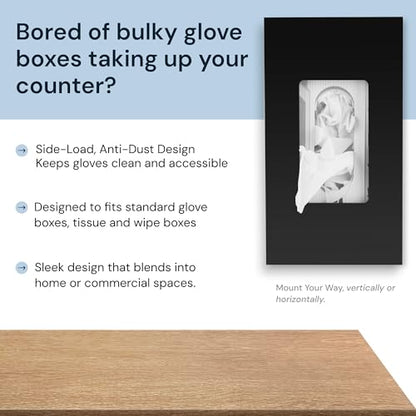 SimplyImagine Black Glove Box Holder - Acrylic Wall Mount Dispenser
