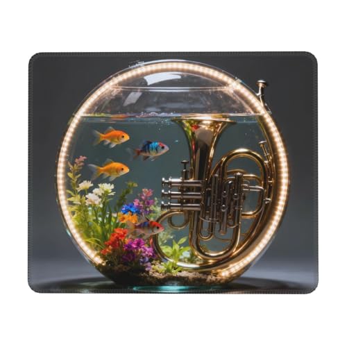 Horn Fish Tank Gaming Mouse Pad Anti-Slip Rubber Base Laptop Mouse Mat for Home Computer Mousepad 10 X 12 Inch