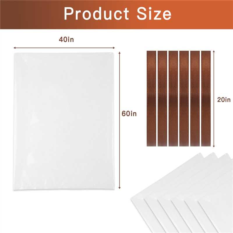 6 Pack 40x60 in Extra Large Clear Plastic Bags, Large Plastic Storage Bags for Furniture Cover & Moving Protection for Luggage, Suitcase, Furniture, Chair (Include 6 Ties)