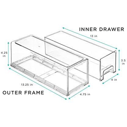 Sorbus Small Wide Clear Storage Drawers (2 Pack) – Stackable Storage Drawers for Pantry, Fridge, or Cabinet – Slide Out Clear Bins with Handles for Organizing