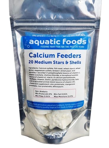 Medium Size Calcium Feeder Stars & Shells for Shrimp, Snails, Crabs, Crayfish, Hermit Crabs and All Tropical Fish…20 Count Bag - size: 20 Count (Pack of 1)