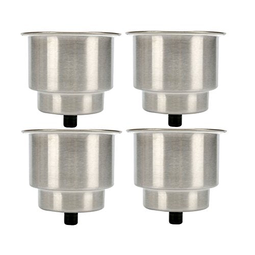 Amarine Made 4pcs Stainless Steel Cup Drink Holder with Drain for Marine Boat RV Camper