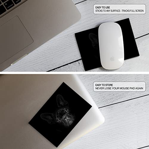 Mouse Pad Adhesive Bottom - Sticks to Any Surface - Portable - Webcam Covers and Screen Cleaner Included (Dog Fog) - color: DOG FOG
