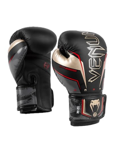 Venum Elite Evo Boxhandschuhe - color: Black/Gold/Red, size: 16 oz