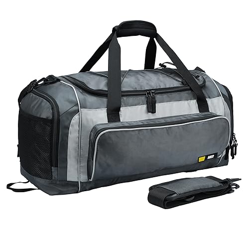 MIER Large Gym Bag for Men 60L Duffel Bag with Shoe Compartment - color: Grey
