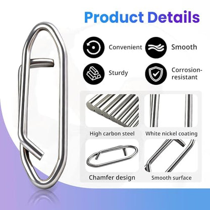 Power Fishing Clip - Fishing Speed Clips 50Pcs Stainless Steel Quick Change Connector,Link Split Rings Snaps for Lures Saltwater Size S# M# L#