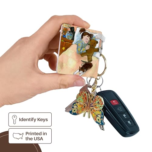 3dRose, child sleeping child sleeping fish tank bed cat pastels soft bedroom girl cats soothing, set of 6 Key Chains