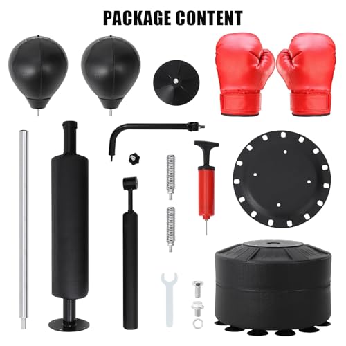 3-in-1 Freestanding Boxing Bag Set with 2 Speed Balls & 360° Relax Bar, Adjustable Punching Bag with Reaction Training Equipment for Adults