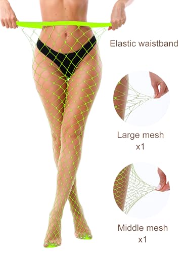 VEBZIN 2 Style Mesh Fishnet Stockings Tights High Waist Fishnets Tights for Women - color: Green