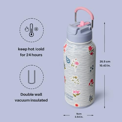 BOTTLE BOTTLE 32oz Insulated Water Bottle with Pill Box - color: Riviera Bloom