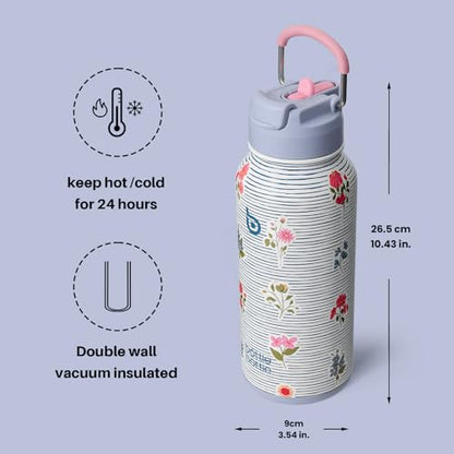 BOTTLE BOTTLE 32oz Insulated Water Bottle with Pill Box - color: Riviera Bloom