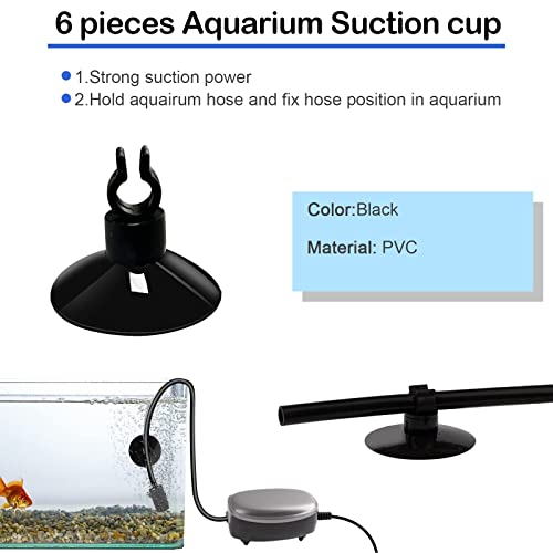 19.68 feet Black Aquarium Airline tubing 6 air Stone for Aquarium 6 Aquarium Check Value for Fish Tank 6 Aquarium Suction Cups 3 Each Aquarium air Controller and I T Hose connectors