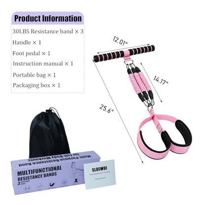 Pedal Resistance Band with Handle, 90Lbs Pedal Resistance Band - color: Pink