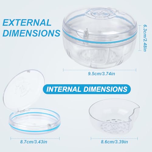 Retainer Cleaner Case,Double Layer Denture Cup for Soaking - color: Transparent