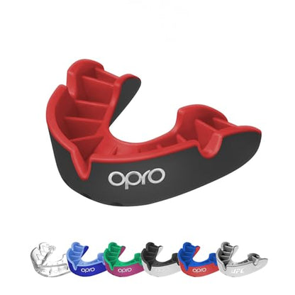 OPRO Silver Level Moldable Mouth Guard, Essential Fit, Black/Red - color: Black/Red, size: Youth (Under 10)