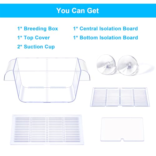 Fish Breeding Box Aquarium Holding Tank Transparent Fish Isolation Box Acclimation Hatchery Incubator Breeder for Betta Shrimp Clownfish Guppy(Size L)