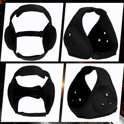 3 Pcs Wrestling Headgear for Kids Youth,Soft Adjustable Ear Guard,Black - color: Black