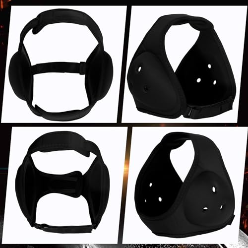 3 Pcs Wrestling Headgear for Kids Youth,Soft Adjustable Ear Guard,Black - color: Black