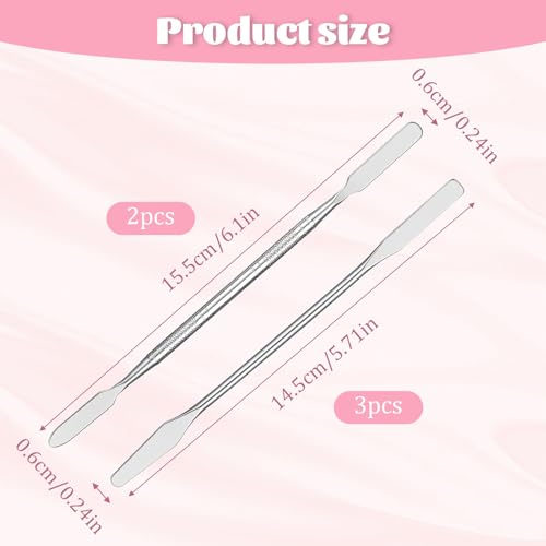 5 PCS Metal Makeup Spatula Stainless Steel Foundation Spatula Cosmetic Mixer Depotting Makeup Palette Tool Multi-functional Long Make up Spatulas Tool for Women