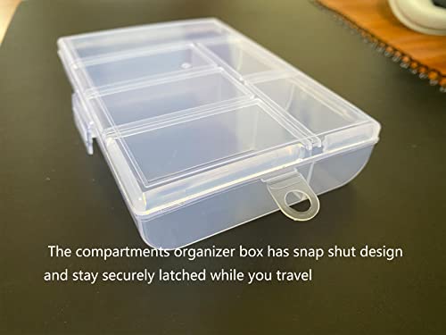 Mini 6 Grids 4-PACK Plastic Organizer Box Storage Container for Small Jewelry Fishing Tackles Earring Nail Rhinestones Beads Art DIY Crafts Organizer Clear