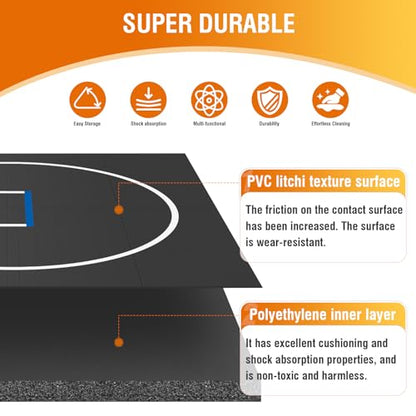 300x300cm Jiu Jitsu Wrestling Mats for Home Foldable XPE Jiu Jitsu Floor Exercise Mat Waterproof 1.18in Thick for BJJ MMA Martial Art Boxing Grappling and Judo