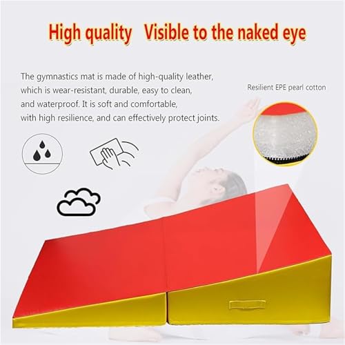 LICOME Foldable Gymnastics Wedge Mat Incline 2-in-1 Gym Pad With Carry Handle for Yoga Tumbling Taekwondo Martial Arts Cheerleading Dance - size: 120x60x35cm
