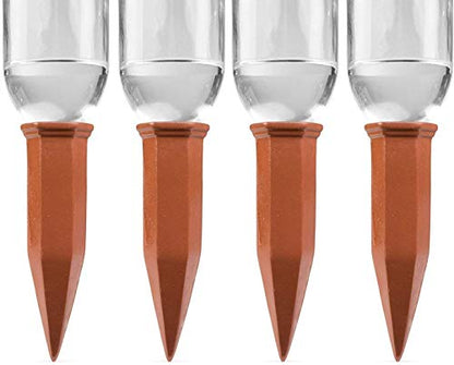 Modern Innovations Ceramic Terracotta Self Watering Spikes (4 Pack) Vacation Automatic Plant Waterer Devices, Indoor/Outdoor Planter Insert, Terra-Cotta Stakes for Potted Plants, Auto-Water System