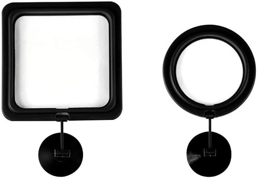 2pcs Black Fish Feeding Ring, Black Round and Square Aquarium Floating Food Feeder, Food Feeders with Suction Cup for Goldfish Turtle and Other Smaller Fish, Food Feeding Ring with Suction Cup