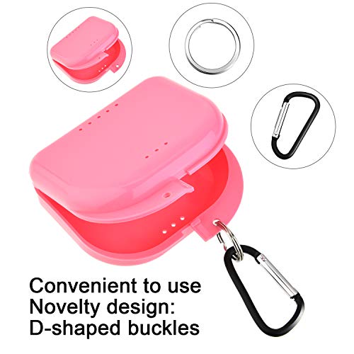 6 Pieces Retainer Cases Mouth Guard Container Case Multicolor Orthodontic Denture Storage Boxes with D-Shaped Buckles and Keychain Rings