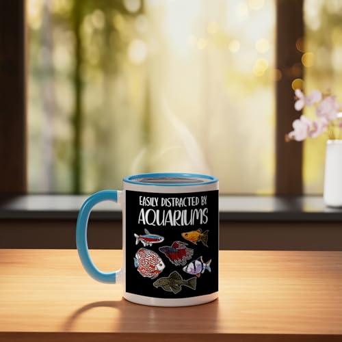 Aquarist Fish Tank & Fish Keeping Gift - Aquarium Lover Ceramic Mug, Blue/White - color: Blue/White