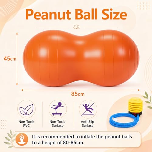 2 Pcs Peanut Ball and Wobble Cushion with Pump Set - color: Black
