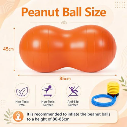 2 Pcs Peanut Ball and Wobble Cushion with Pump Set - color: Black