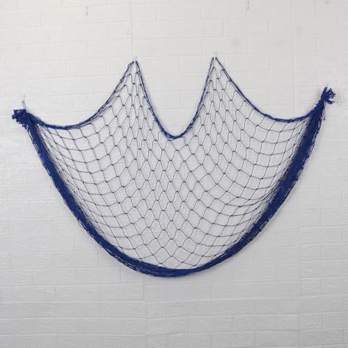 Fish Net Decorations for Party, Natural Cotton Hawaiian Party Large Fishing Net Decorative 78 x 59 Inch, Nautical Themed Cotton Fishnet with 9 Shells for Birthday Wedding Ocean Beach Decor