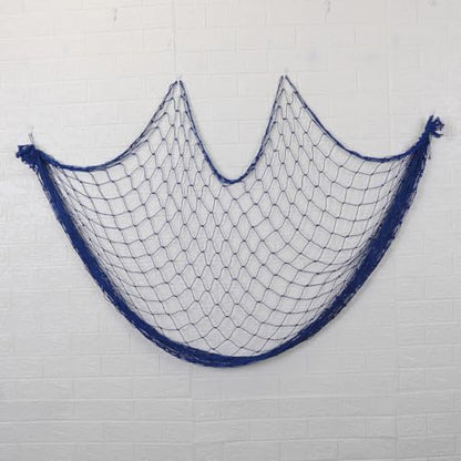 Fish Net Decorations for Party, Natural Cotton Hawaiian Party Large Fishing Net Decorative 78 x 59 Inch, Nautical Themed Cotton Fishnet with 9 Shells for Birthday Wedding Ocean Beach Decor
