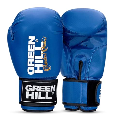 Green Hill Leather Boxing Gloves for Men & Women, Training Gloves - color: Blue, size: 12 OZ