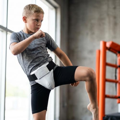 POPETPOP Breathable Kids Boxing Groin Protector Guard for Martial Arts Training Wear-Resistant Crotch Protector Cup for Taekwondo Kickboxing , Karate Fighting Training