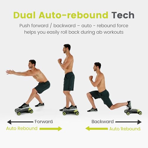 WONDER CORE Slide Fit, Ab Roller Board with 4 Wheels, Automatic Rebound Abdominal Wheel for Core Workout, Ab Exercise Equipment, Abdominal Exerciser, Heroboard Fitness Rolling Board with Knee Pad