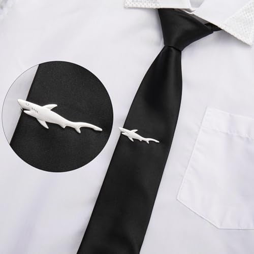 HAWSON 2/2.2 Inch Various Tie Clips for Men Unique, Personalized Novelty Tie Bars Pins Tacks, Funny Theme Wedding Holiday Gifts for Husband Groomsmens - style: Shark