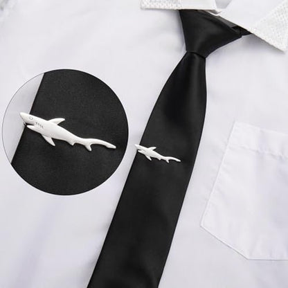 HAWSON 2/2.2 Inch Various Tie Clips for Men Unique, Personalized Novelty Tie Bars Pins Tacks, Funny Theme Wedding Holiday Gifts for Husband Groomsmens - style: Shark