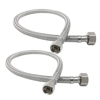 [2-Pack] PROCURU 12-Inch (1Ft) x 3/8" Comp x 1/2" FIP Faucet Hose Connector, Stainless Steel Braided Supply Line, Certified Safe (9SF12-2P) - size: 12 Inch