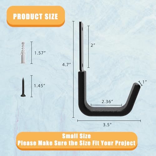 Heavy Duty Garage Hooks, Ladder Hangers for Garage Wall, Black, 8 S - size: Black 8 Small